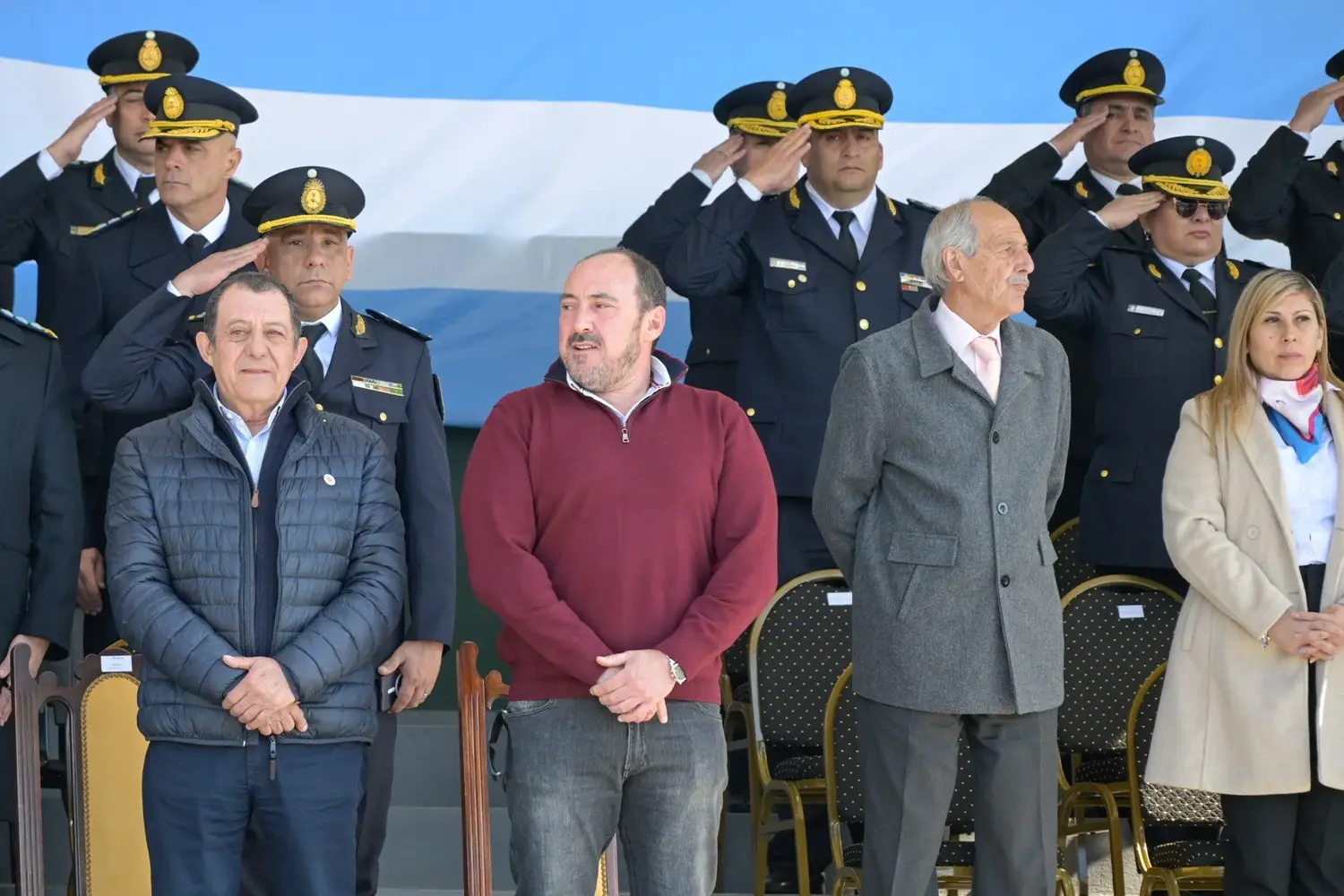 El intendente juarense Julio Marini durante el acto de egreso de nuevos cadetes