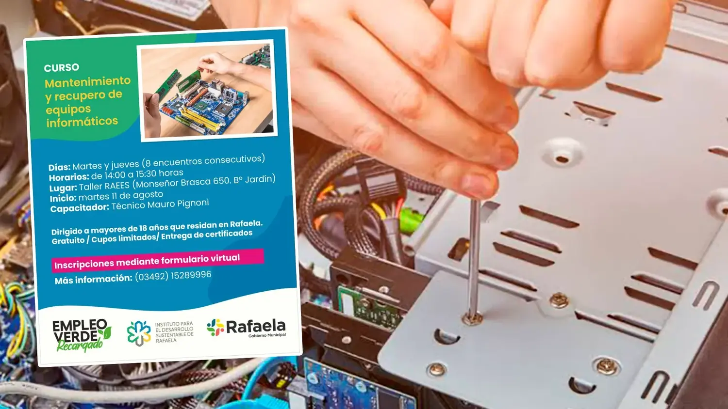 Rafaela abrió una nueva capacitación gratuita para recuperar equipos informáticos