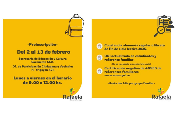 Entrega de kits escolares para el ciclo lectivo 2026