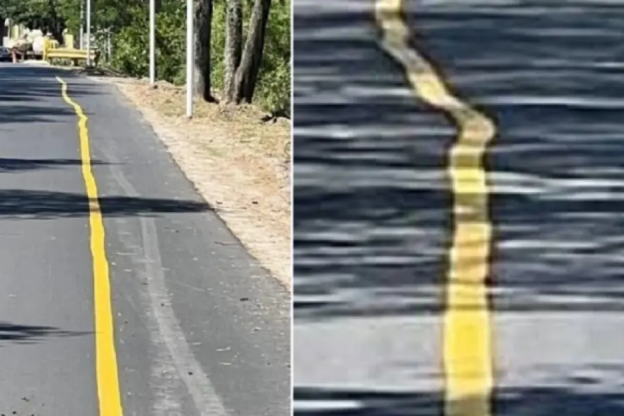 Reconquista: pintaron "líneas torcidas" en la ruta y la Municipalidad los sancionó