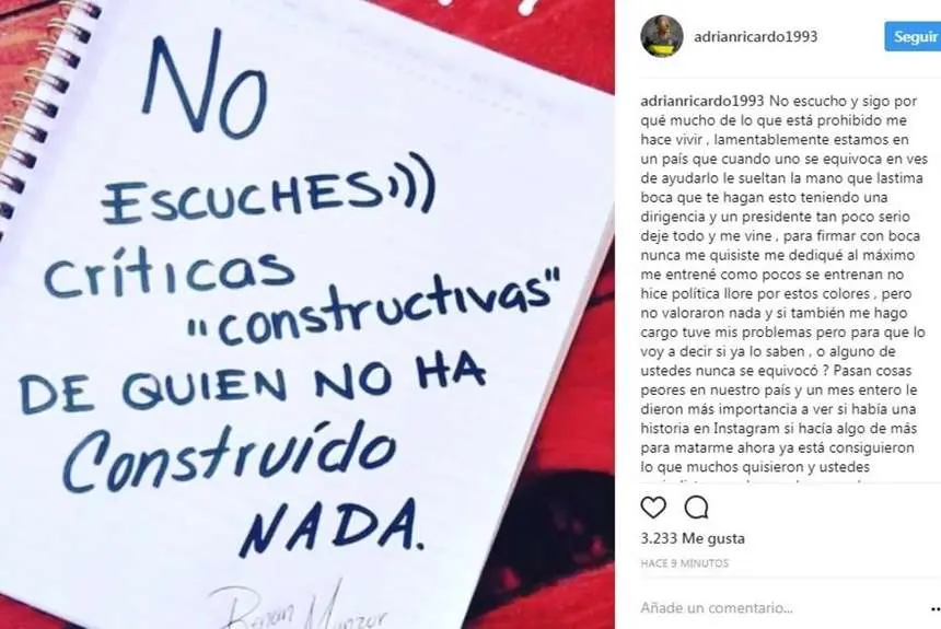 Centurión: «Me soltaron la mano»