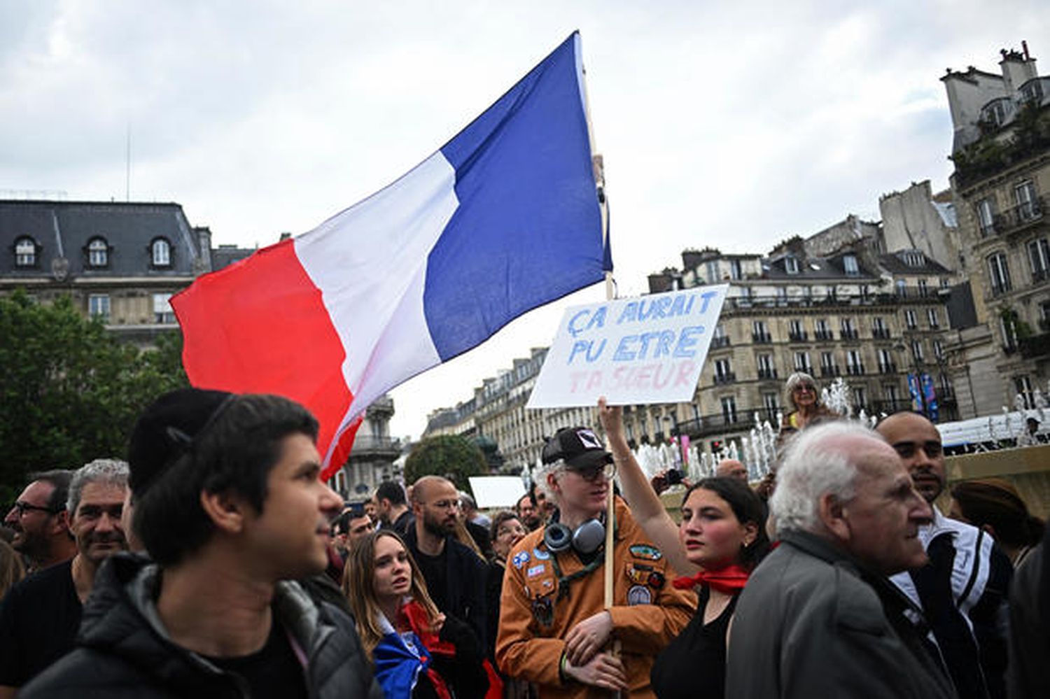 People attend a demonstration against antisemitism in front of Paris City Hall after three boys, aged 12 to 13, were accused of rape and antisemitic violence against a 12-year-old girl, on June 19, 2024.