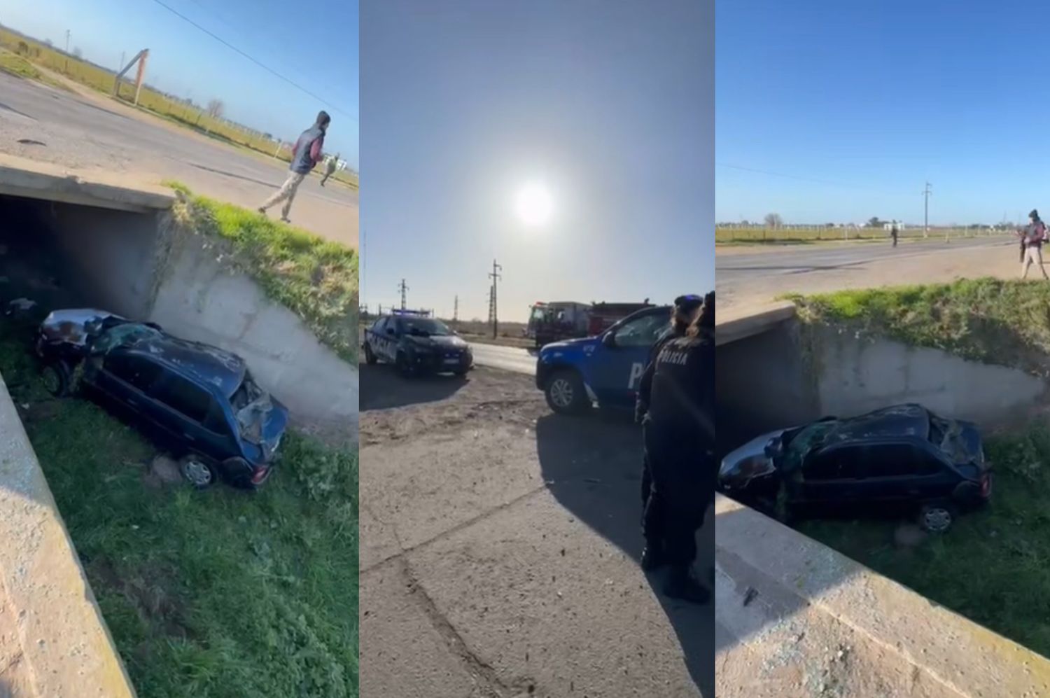 Un herido en Ruta 6: volcó con el auto y terminó dentro de un canal