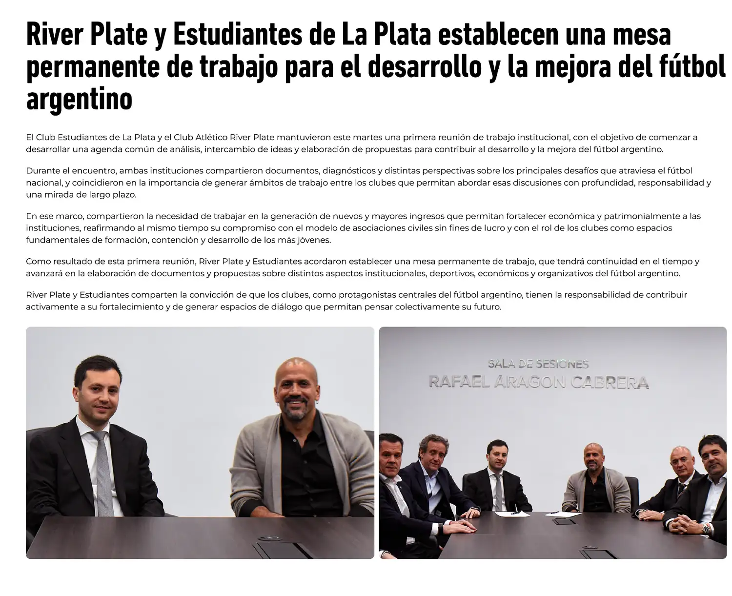 Comunicado River - Estudiantes