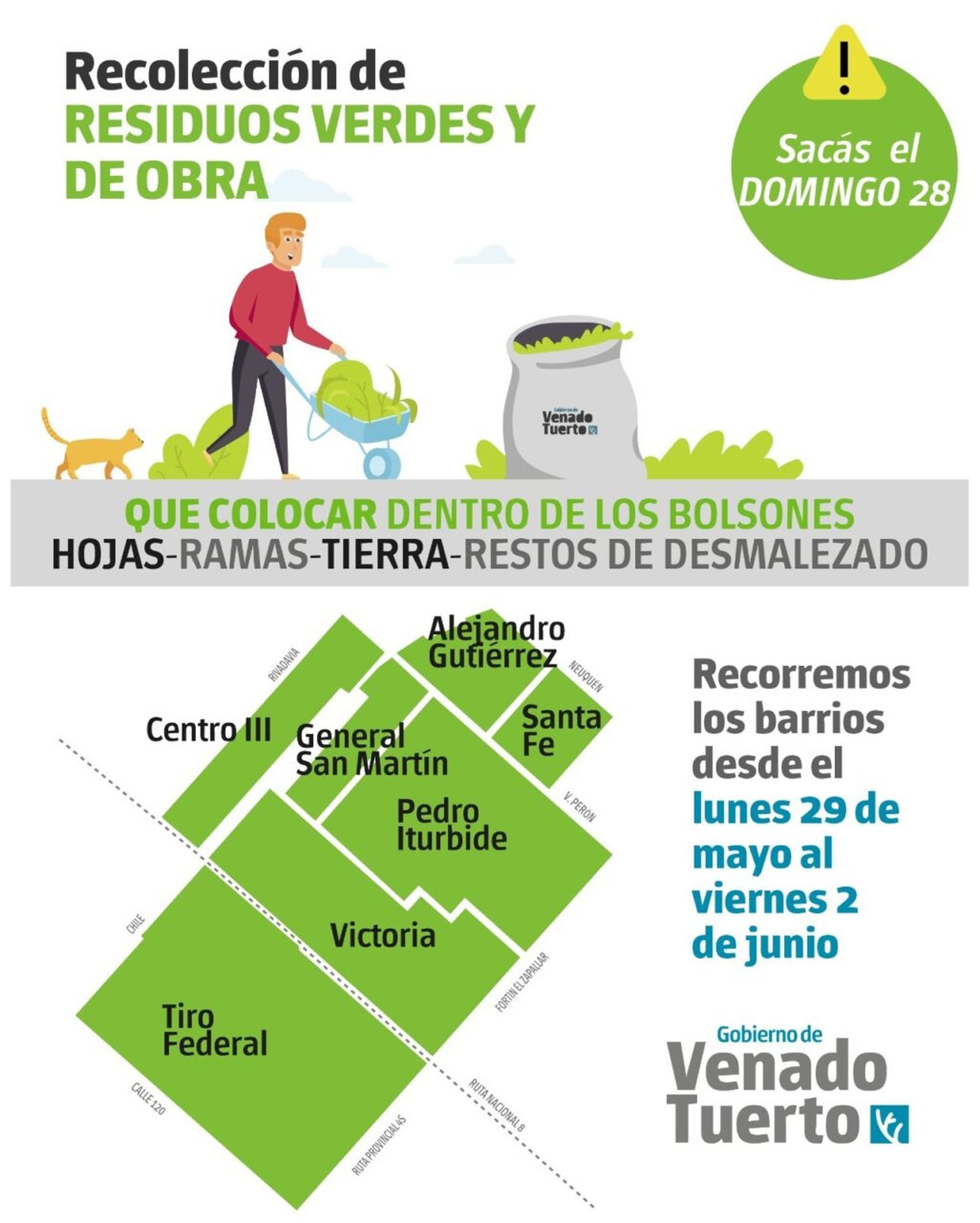 ¿Cómo será la recolección de restos verdes y de obra este domingo 28 de mayo?