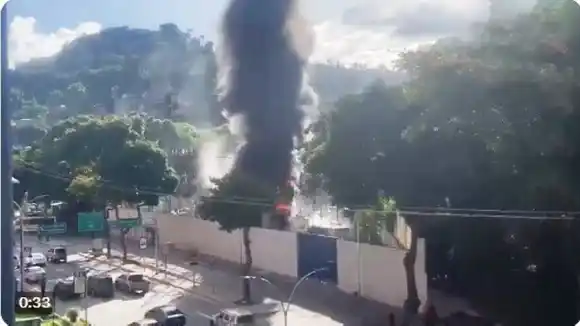 ¡APAGÓN! Se registraron EXPLOSIÓN E INCENDIO en subestación eléctrica en las adyacencias de  Plaza Las Américas