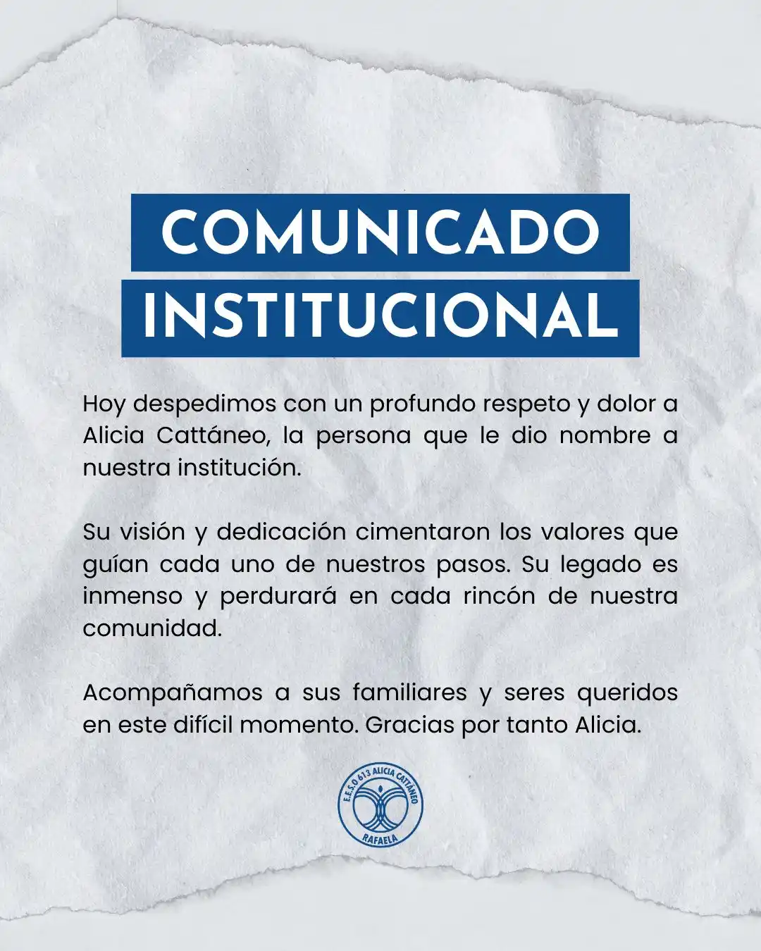 comunicado oficial de la institucion