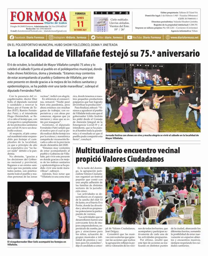 Tapa y Contratapa 11 de octubre de 2021