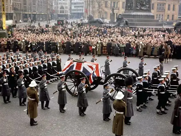 El carruaje de armas que transportaba el ataúd de Sir Winston Churchill. Foto: PA Images.