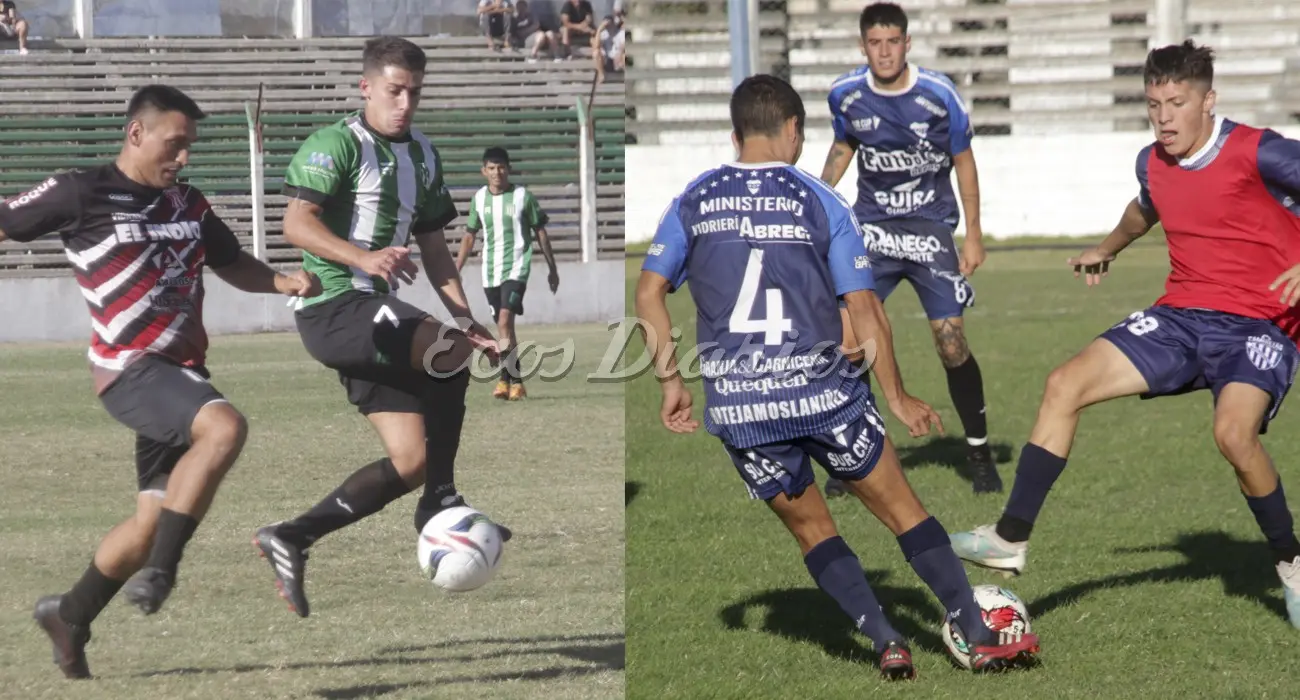 Amistosos en Necochea y Quequén. Estación ante Sportivo (izquierda), Rivadavia vs Ministerio (derecha)