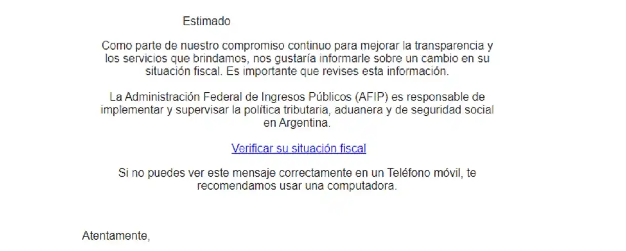 Estafas: qué hacer si me llega un mail de AFIP