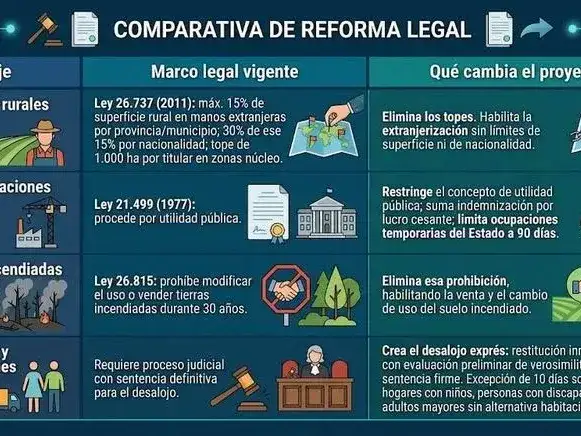 Tierras, desalojos y ambiente: las cuatro 
reformas que generan preocupación