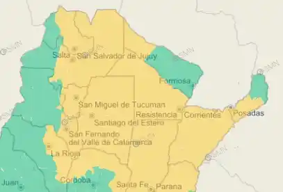 Alerta amarilla por tormentas fuertes para varias localidades formoseñas