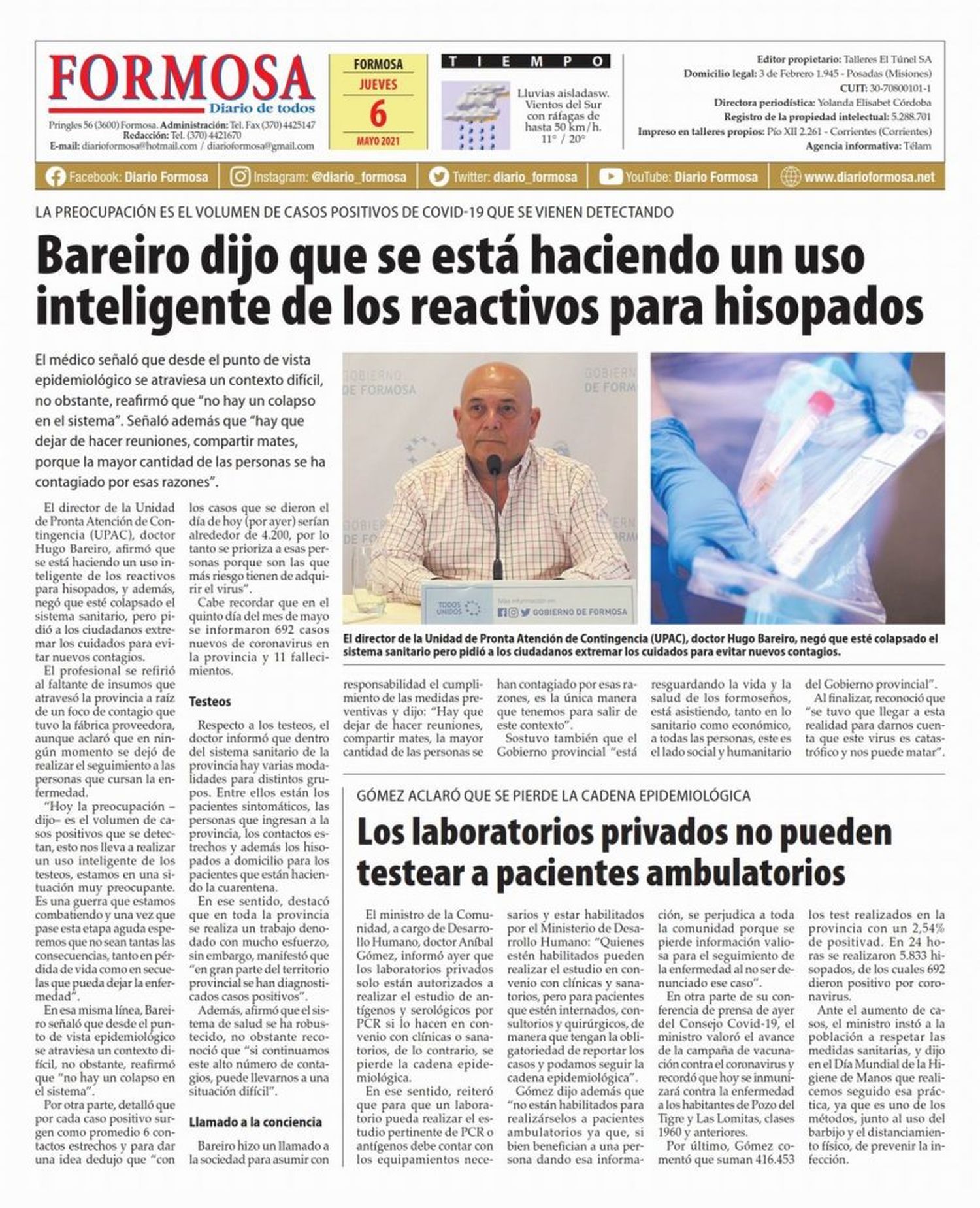 Tapa y Contratapa 6 de mayo de 2021