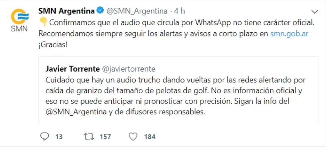 Meteorólogos instan a que la gente deje de creerle a quien manda el audio «anunciando el fin del mundo»