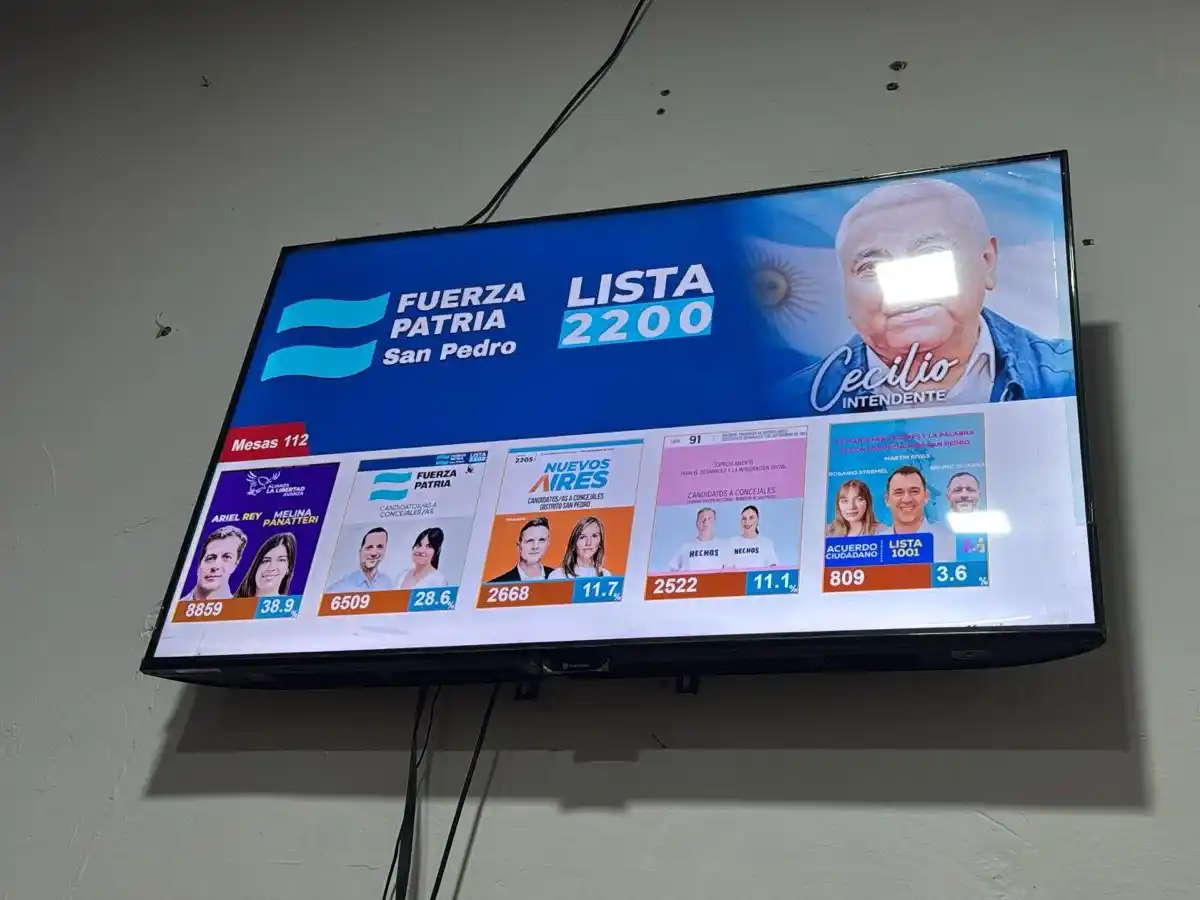 Los resultados de 112 mesas en el centro de cómputos de Fuerza Patria.