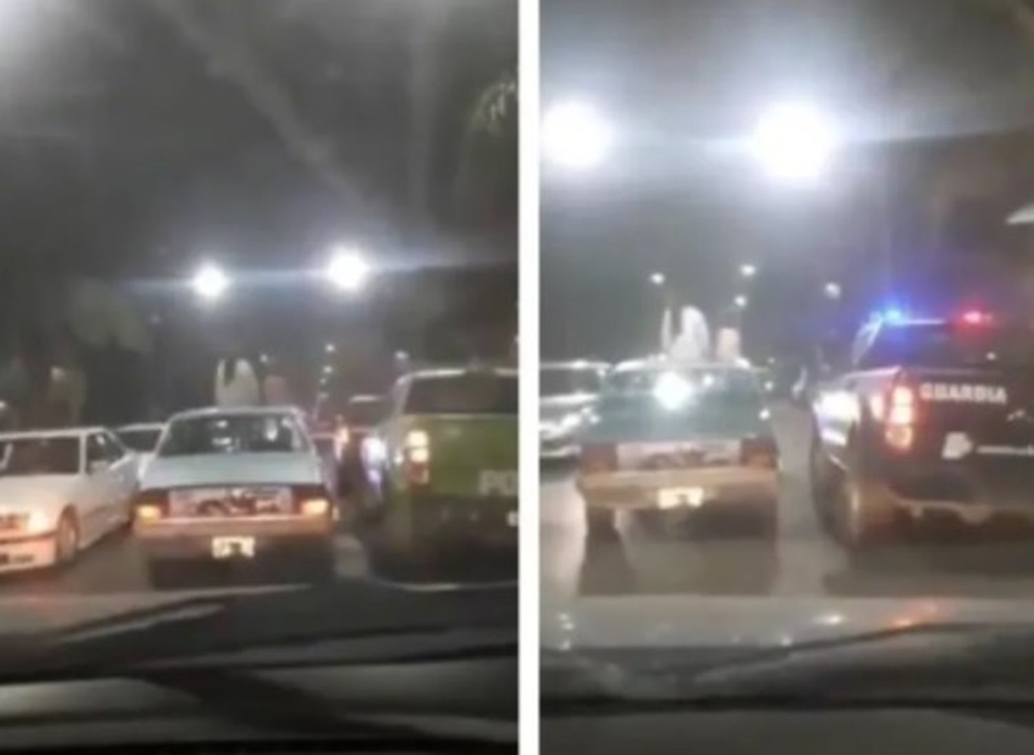 Insólito video en Laferrere: Sacó a pasear a dos nenas en el techo del auto, se cruzó dos patrulleros y no le dijeron nada