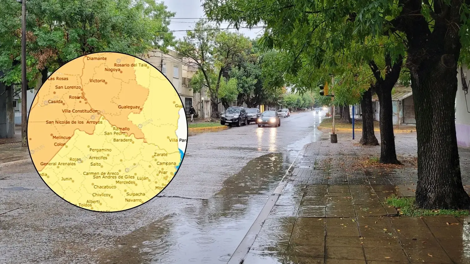 El mapa del SMN muestra la alerta amarilla vigente. Lluvias y tormentas se esperan para la tarde y noche de este jueves.