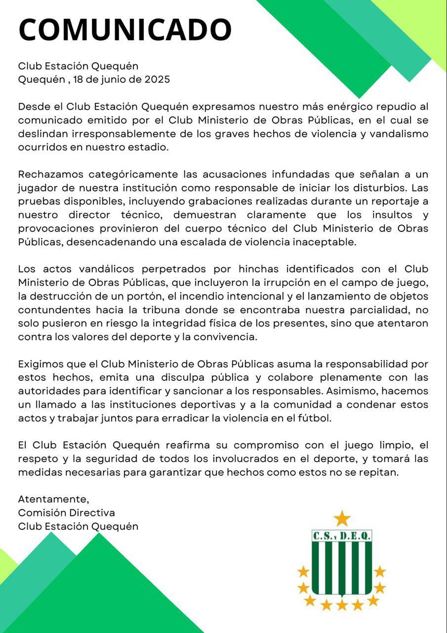 comunicado estación