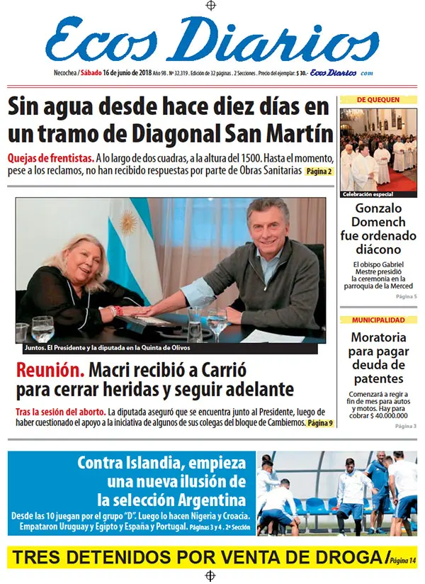 Tapa del 16 de junio de 2018