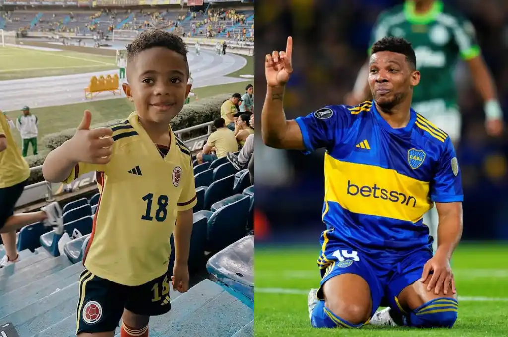 Dereck, hijo de Frank Fabra con la camiseta de Colombia.