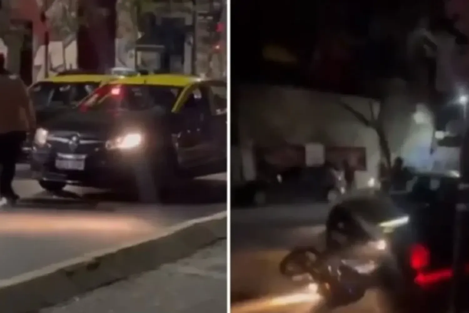 VIDEO | Relatos salvajes: una pelea de taxistas terminó con un motociclista atropellado y malherido