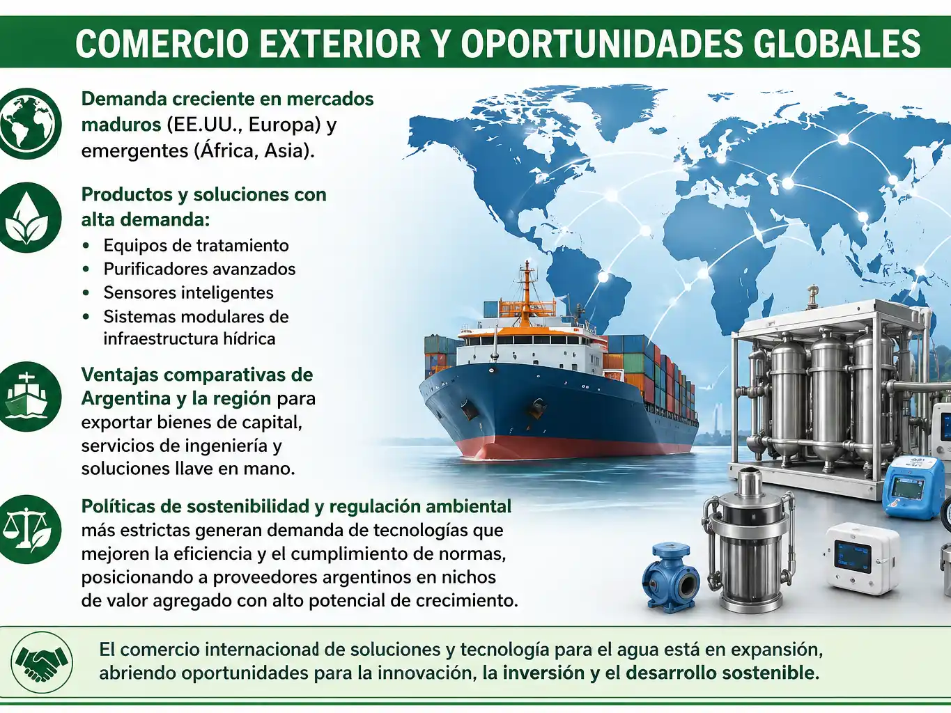 Negocios alrededor del agua en segmentos que combinan tecnología, bienes de consumo y servicios especializados.