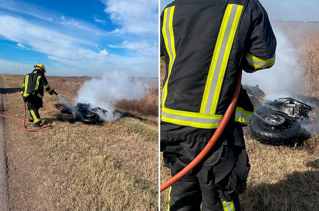 Gran susto en la región: se le prendió fuego a un motociclista mientras viajaba