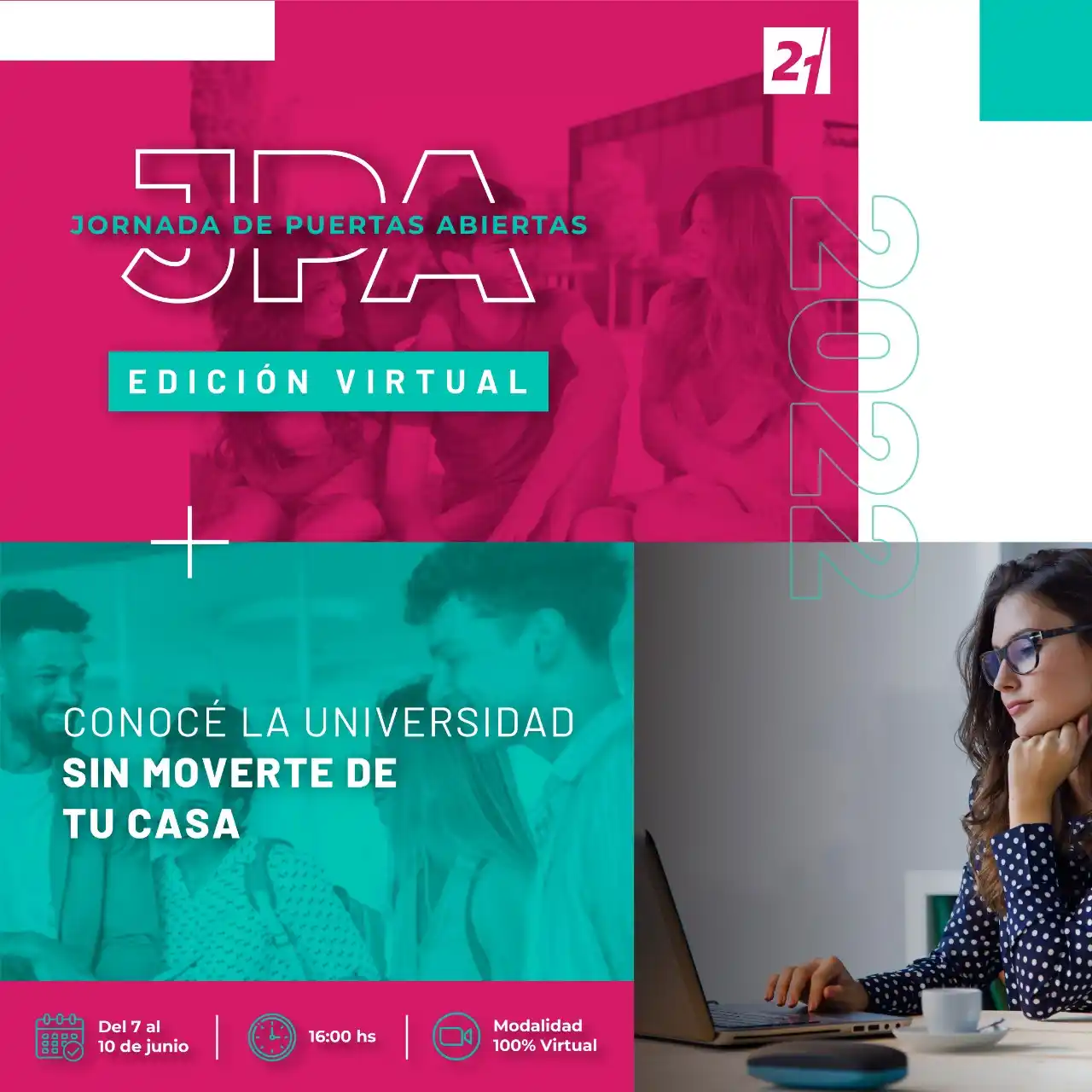 Del 7 al 10 de junio de forma 100% virtual: Anuncian una Jornada de Puertas Abiertas en la Universidad Sigo 21