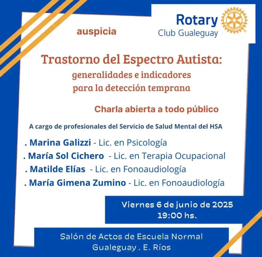 Rotary Club Gualeguay auspicia charla abierta a todo público