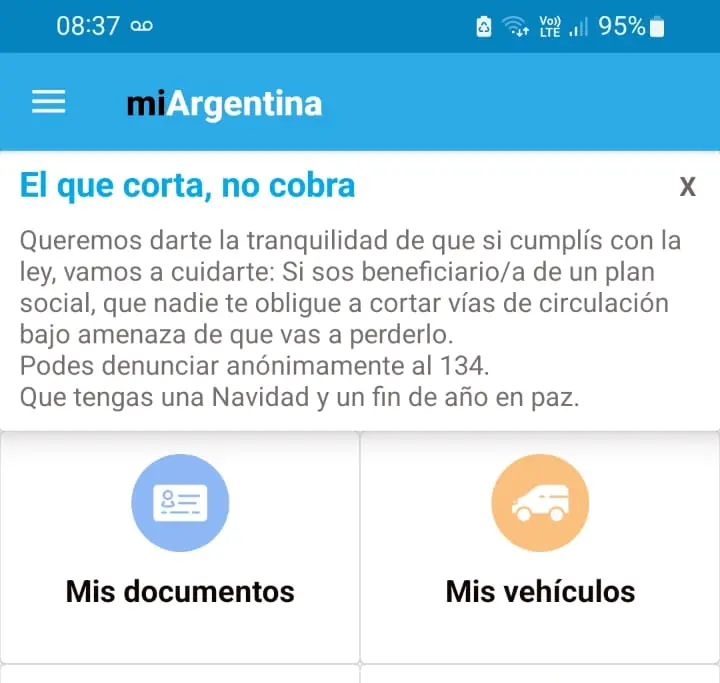“El que corta no cobra”, en la App Mi Argentina