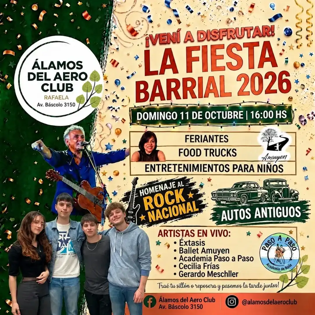 Álamos del Aeroclub prepara una gran fiesta barrial con música, danza y más de 100 feriantes: "¡Todos invitados!" - 1