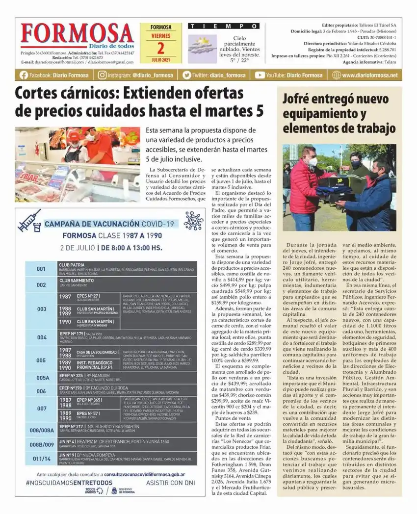 Tapa y Contratapa 2 de julio de 2021