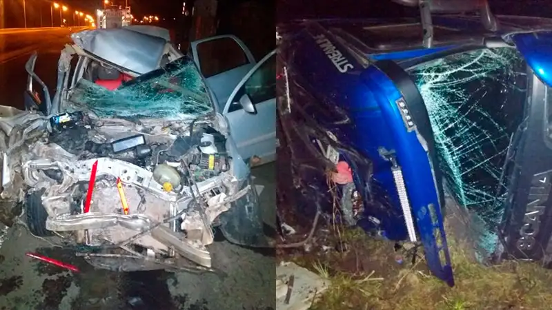 Impresionante accidente en la Autovía 14: camión cruzó de carril y chocó de frente a un auto