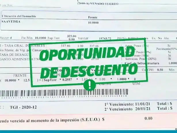 Importantes beneficios a quienes adhieran al pago anticipado.