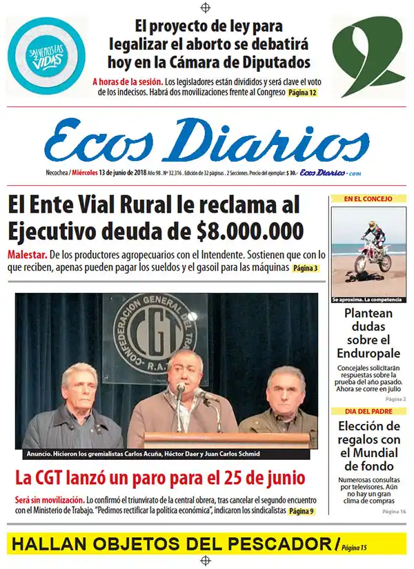 Tapa del 13 de junio de 2018