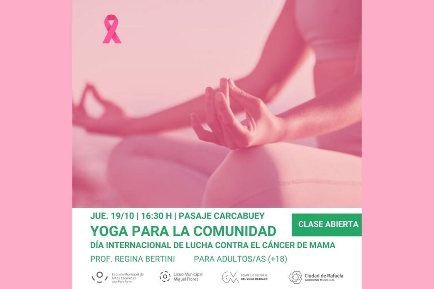 Será el próximo jueves 19 de octubre para conmemorar el Día Internacional de Lucha contra el Cáncer de Mama