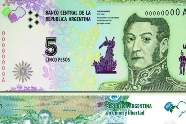 Vuelven a prorrogar la validez del billete de $5 y su plazo de canje