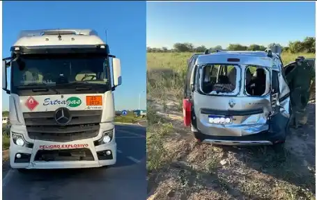 Un choque entre un camión y una Kangoo dejó varios lesionados en cruce de Ruta 2 y 39