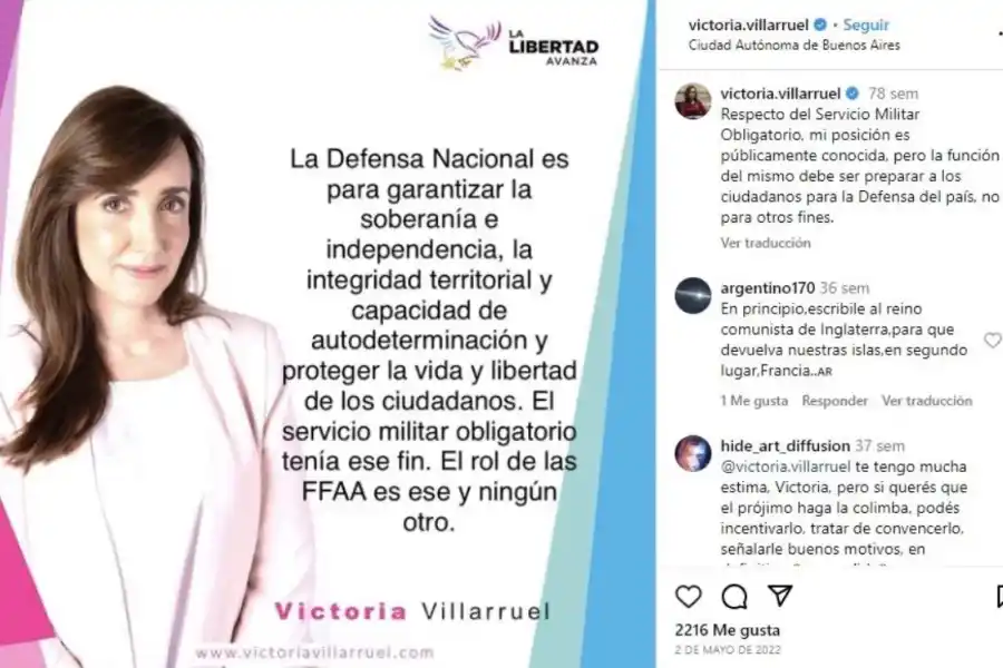 La candidata a vicepresidenta Victoria Villarruel recientemente propuso la reinstauración del Servicio Militar Obligatorio en Argentina