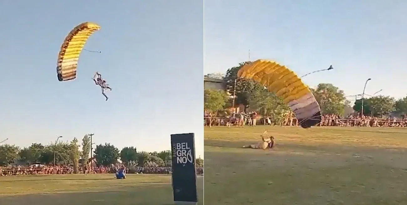 “Gaspar” descendía en paracaídas y sufrió una caída al aterrizar.