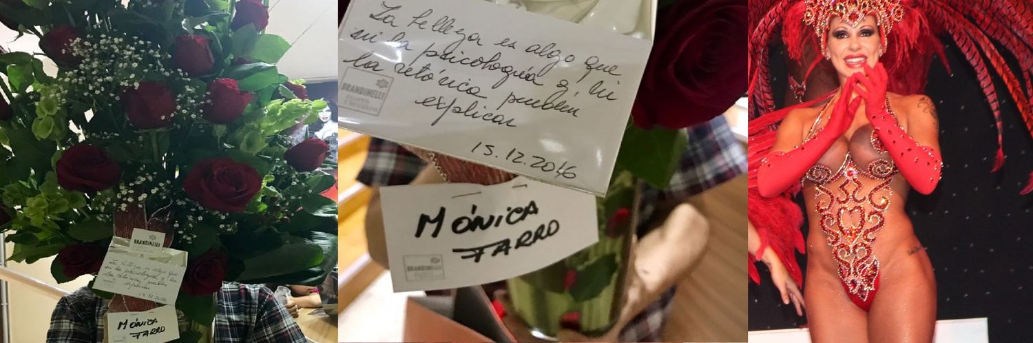 Mónica Farro agasajada por un seguidor anónimo