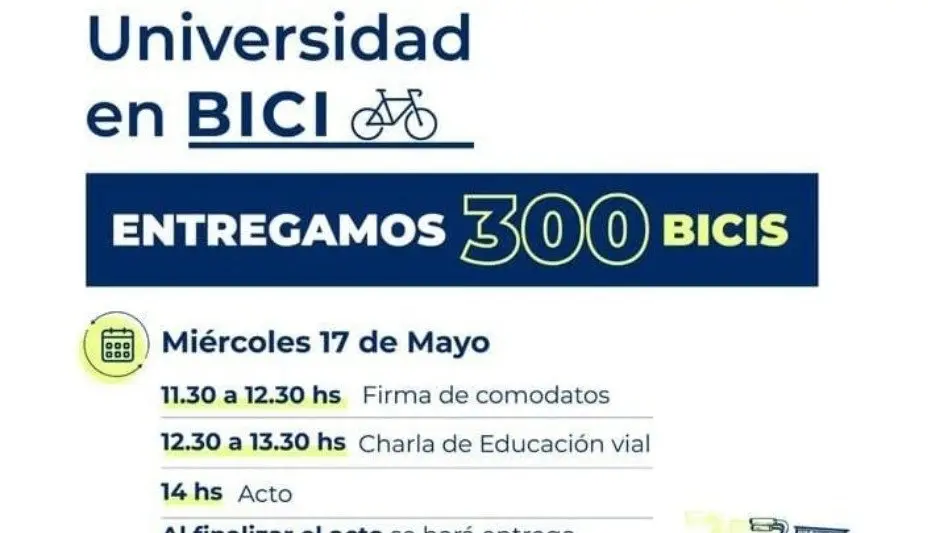 Universidad en BICI: "este miércoles vamos a poder efectivizar la entrega de las bicicletas en Funes y Roca"