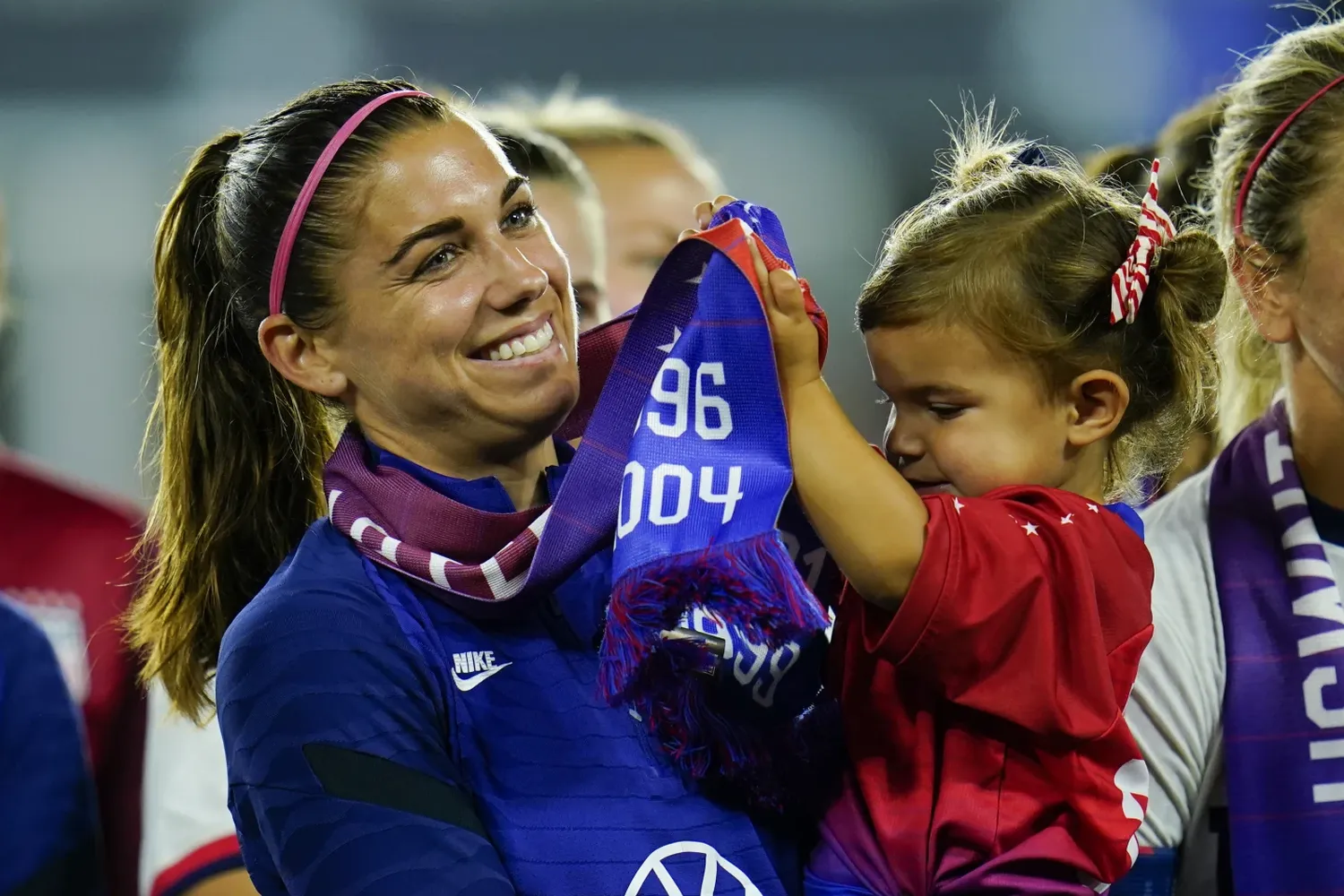 Alex Morgan Celebrating with her first daughter