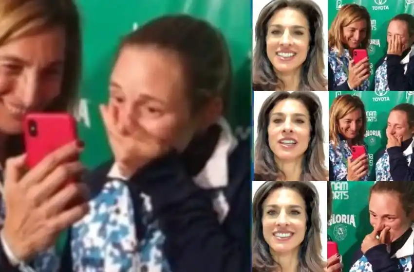 La emoción de la rosarina Podoroska al recibir el saludo de Gaby Sabatini