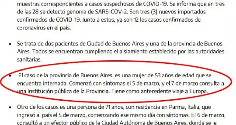 Coronavirus: Confirmaron que la esposa de un funcionario municipal sampedrino contrajo la enfermedad