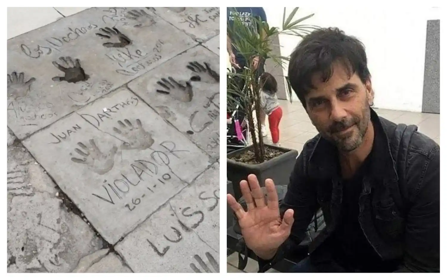 "Violador": Así fue el escrache a Juan Darthés en el Paseo de la Fama en Mar del Plata