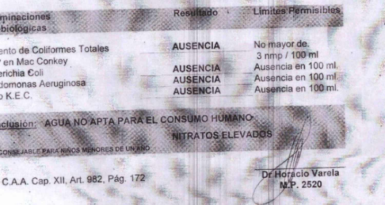 Nuevo análisis confirma altos valores de nitrato en el agua corriente