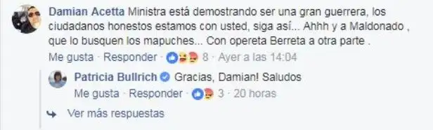 Bullrich le agradeció a uno que pidió que "a Maldonado lo busquen los mapuches"