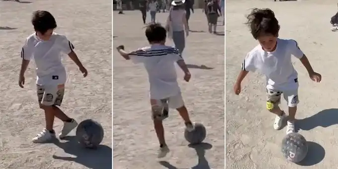 Mateo Messi se lució en las calles de París